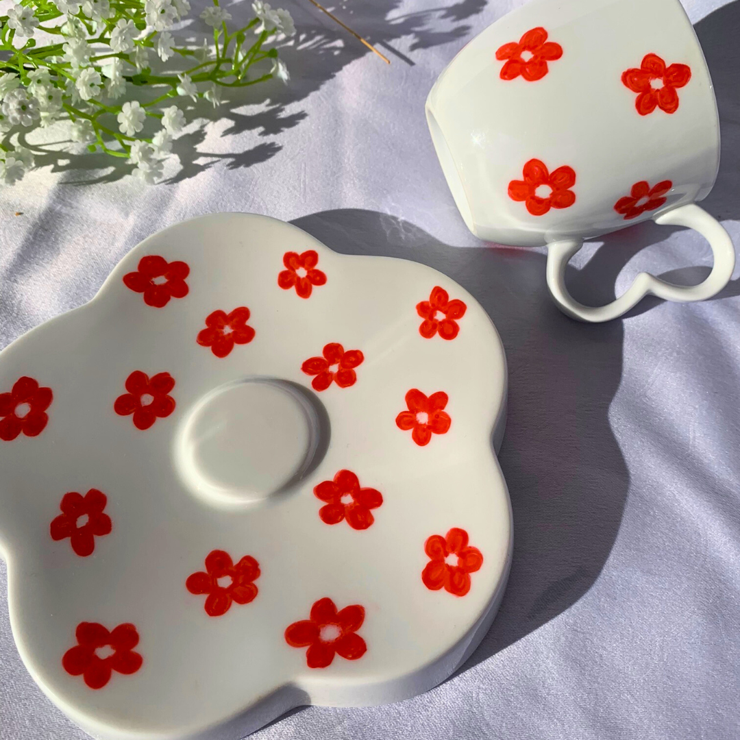 Tasse et soucoupe fleur - Ma Reinette