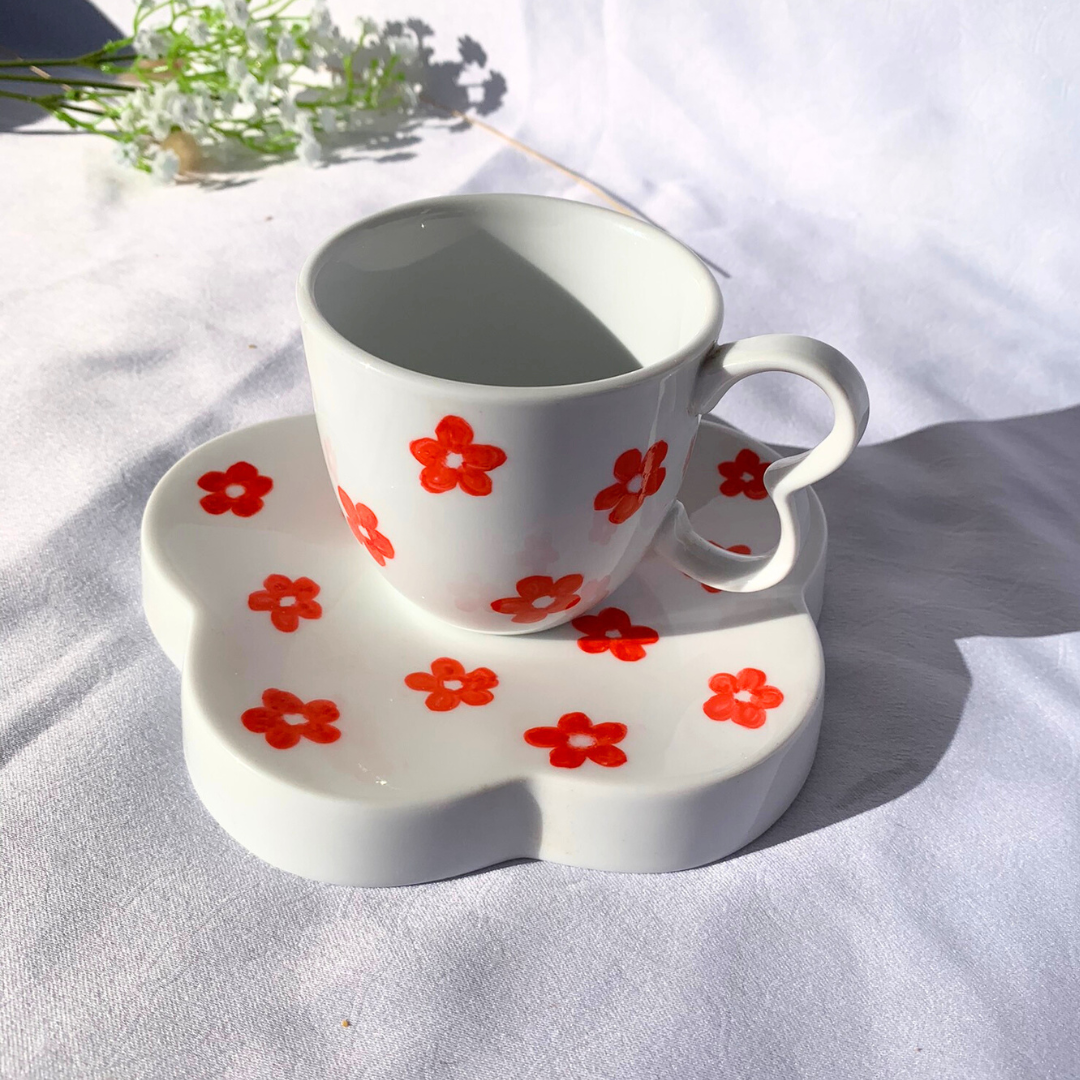 Tasse et soucoupe fleur - Ma Reinette