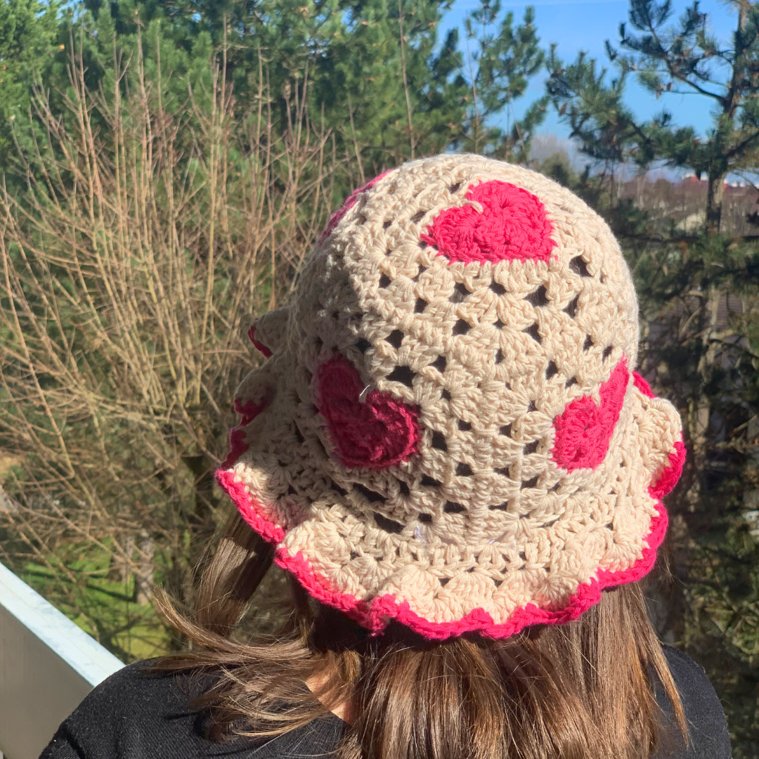 Bob crochet en coton - Coeurs - Ma Reinette